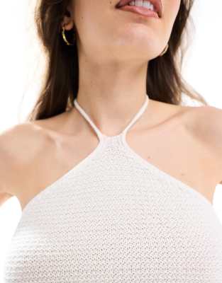 Jjxx Crochet Halterneck Top In Neutral