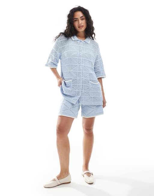 JJXX crochet shirt in blue - part of a set, 2 of 4