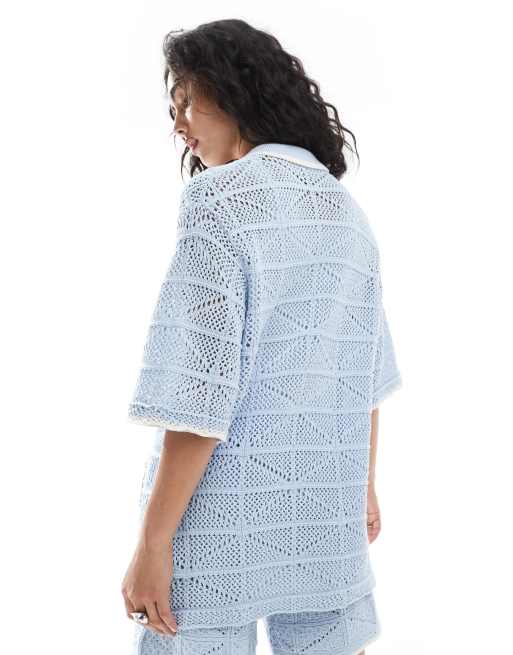 JJXX crochet shirt in blue - part of a set, 3 of 4