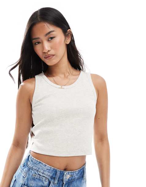 JJXX - Cropped geribbeld hemdje in lichtbruin - view 1