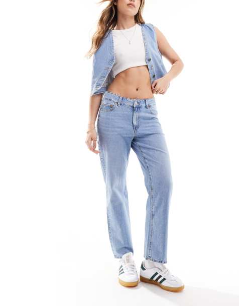 JJXX - Cropped jeans met rechte pasvorm in medium blauw - view 1