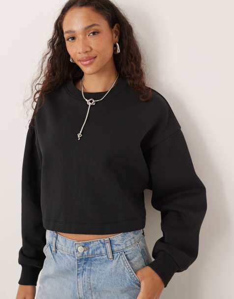 JJXX cropped oversized sweatshirt in black - view 1