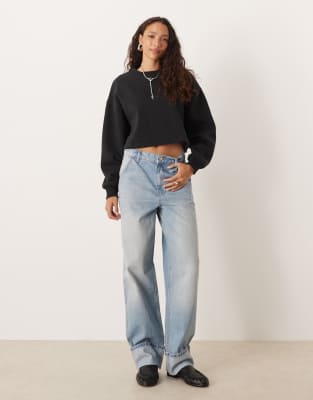 Jjxx Cropped Oversized Sweatshirt In Black
