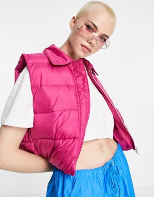 JJXX cropped padded vest in bright pink - ASOS Price Checker