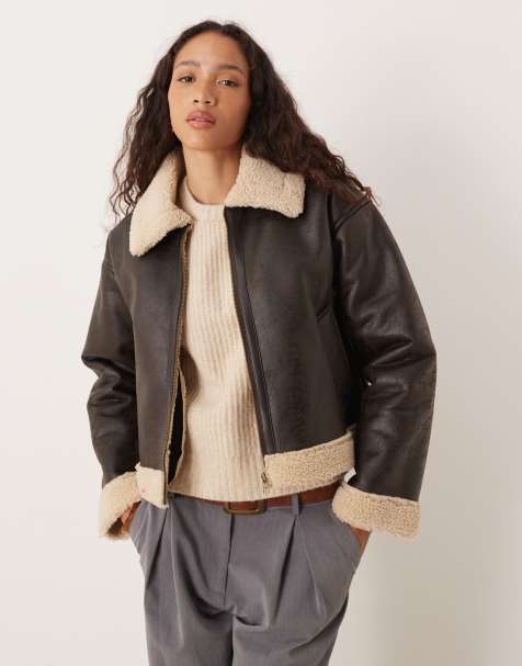 JJXX – Cropped-Pilotenjacke in Braun - view 1