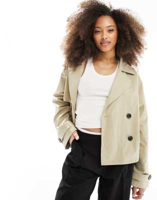 cropped trench coat in beige-Neutral