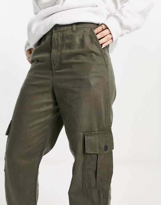 Khaki cuffed hot sale pants womens