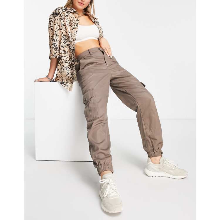 JJXX cuffed cargo pants in light brown