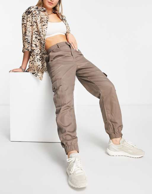 Girls Light Brown Cargo Cuffed Joggers