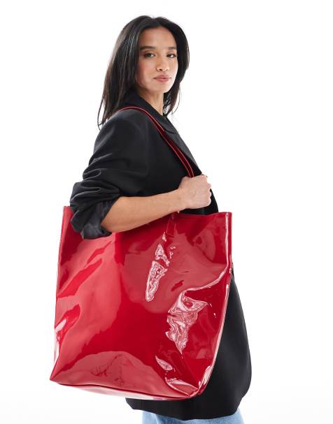 JJXX – Czerwona błyszcząca torba typu shopper - view 1