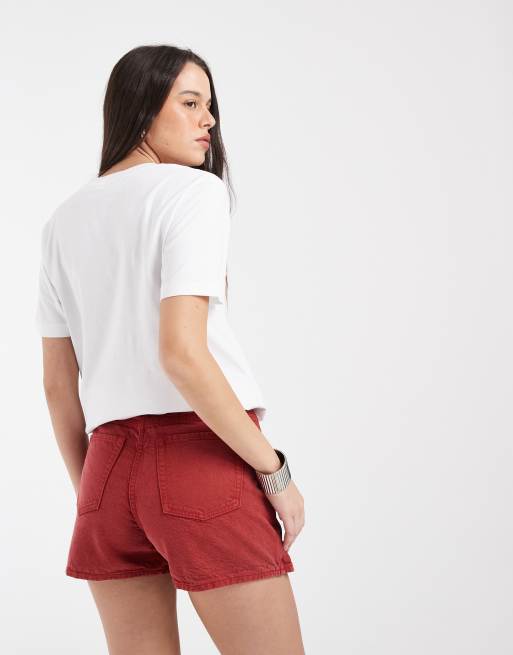 JJXX – Czerwone jeansowe spódnicospodnie z efektem sprania, 5 z 5