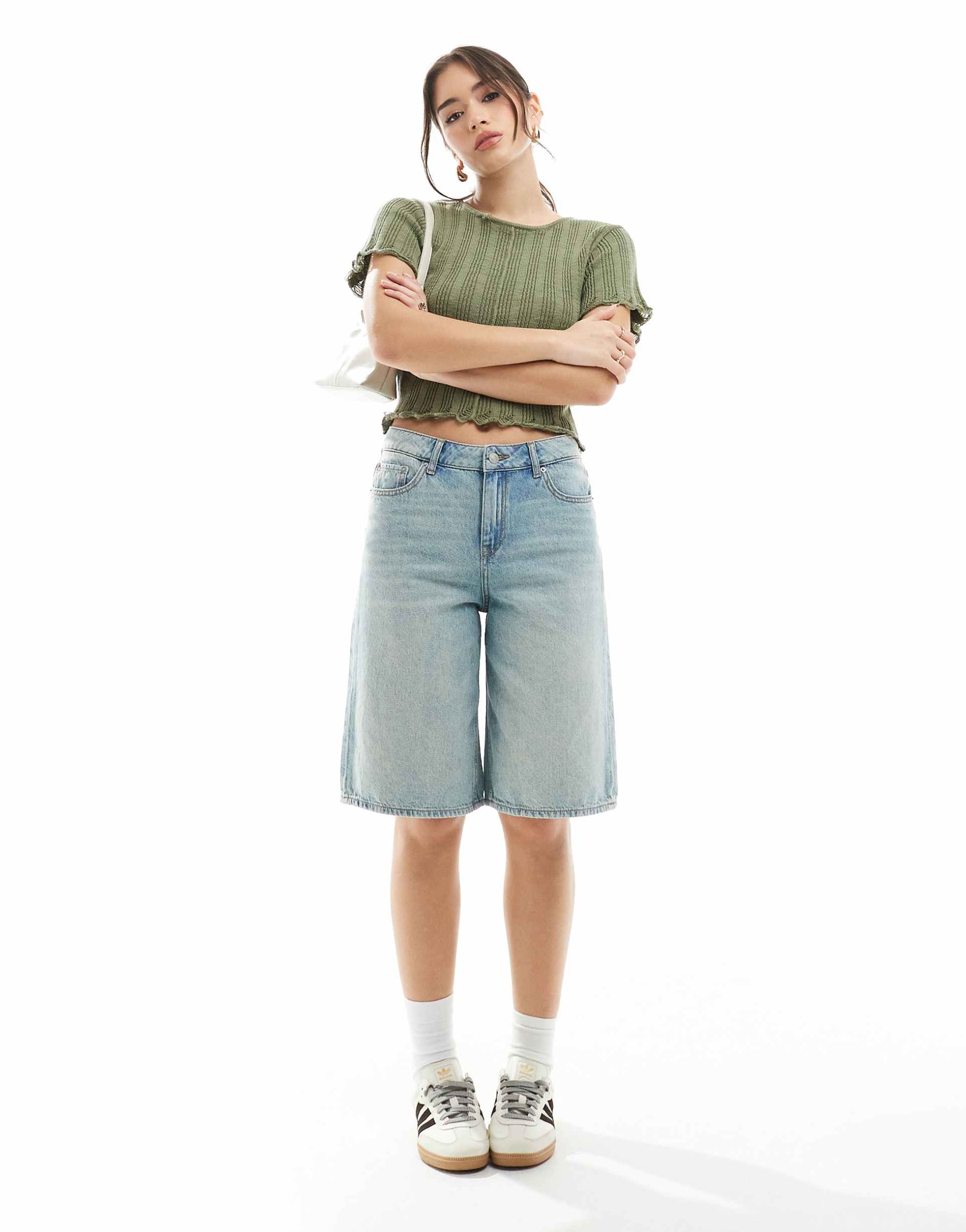 jjxx denim jorts in vintage blue