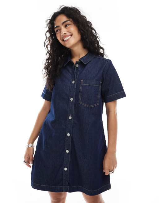 JJXX - Denim mini-jurk in donkere wassing
