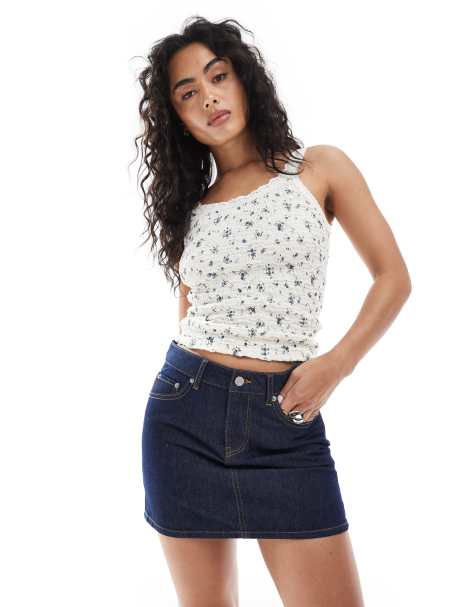 JJXX - Denim mini rok in donkerblauw, deel van co-ord set - view 1