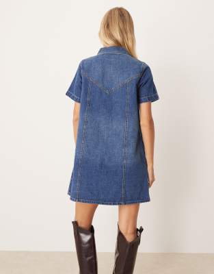 Jjxx Denim Shirt Dress In Blue
