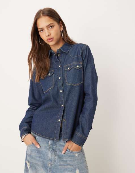 JJXX denim shirt in dark blue - view 1