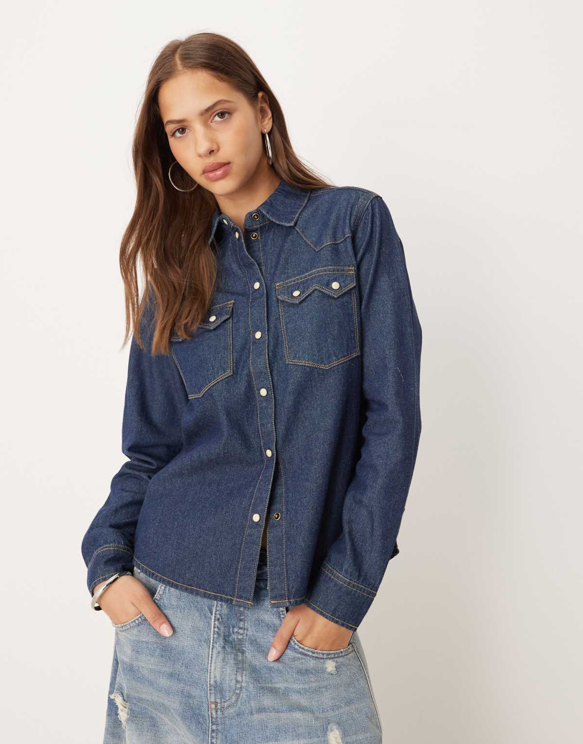 JJXX denim shirt in dark blue