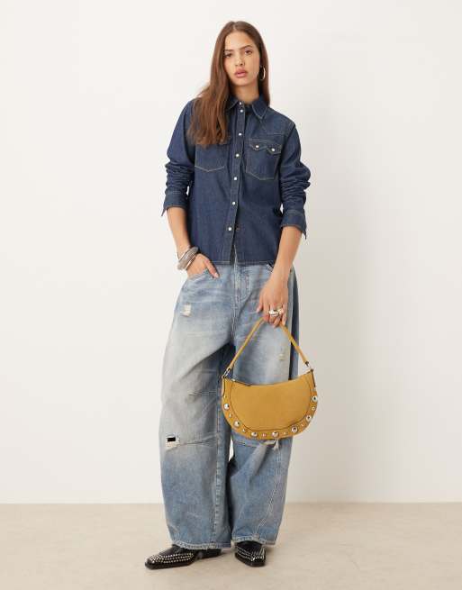 JJXX denim shirt in dark blue | ASOS
