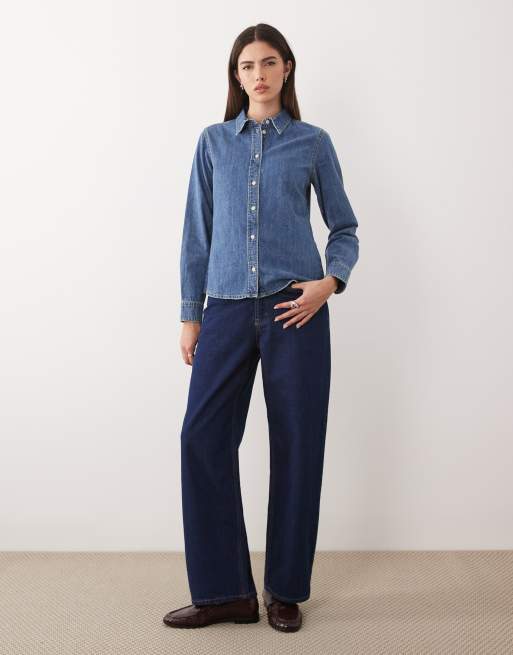 JJXX denim shirt in mid blue, 2 of 4