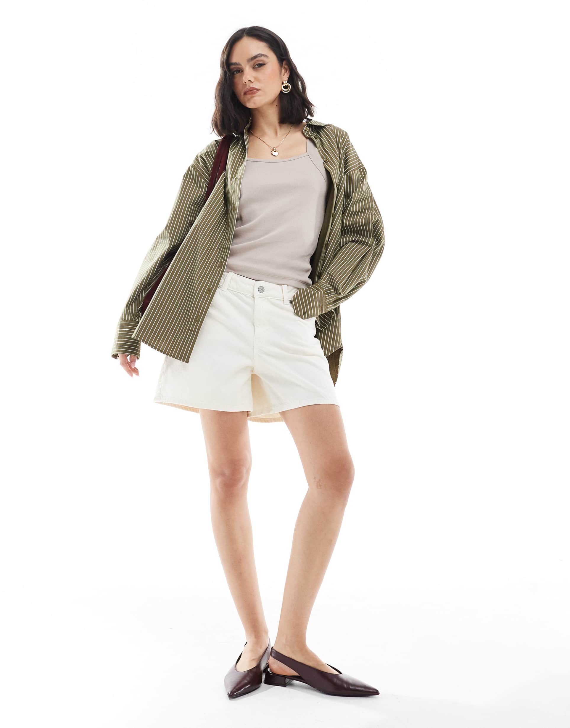 jjxx denim shorts in off-white