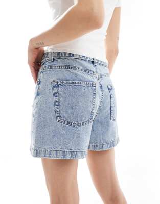 JJXX denim shorts with tie waist in light blue