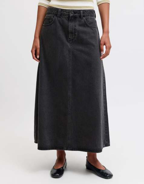 JJXX Denimnederdel i sort denim - view 1