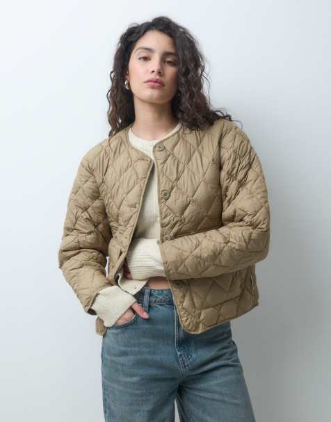 JJXX diamond quilted jacket in beige - view 1