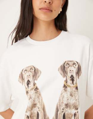 Jjxx Dog Print Oversized T-shirt In White
