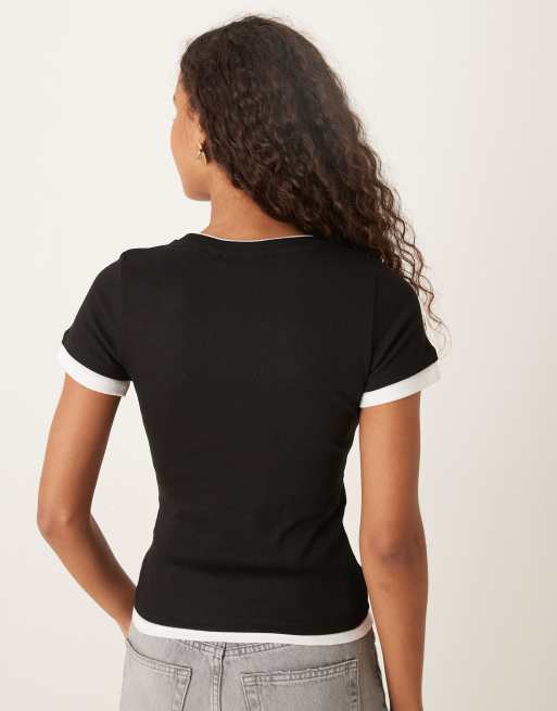 JJXX – Doppellagiges, kurzärmliges T-Shirt in Schwarz, 3 von 4