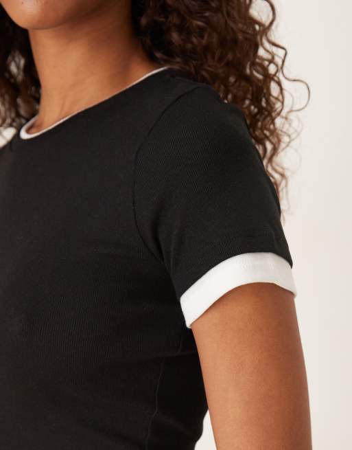 JJXX – Doppellagiges, kurzärmliges T-Shirt in Schwarz, 4 von 4