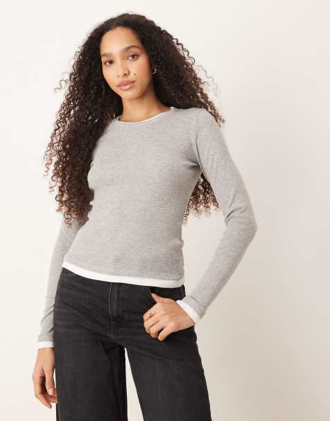 JJXX – Doppellagiges, langärmliges T-Shirt in Grau - view 1