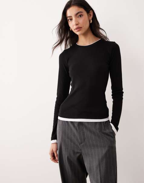 JJXX – Doppellagiges, langärmliges T-Shirt in Schwarz - view 1