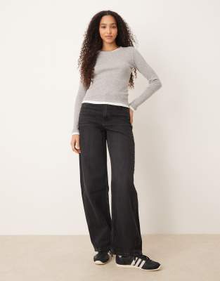 Jjxx Double Layer Long Sleeve Tee In Gray