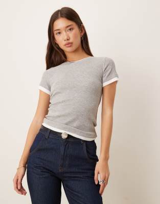 Jjxx Double Layer Short Sleeve Tee In Gray
