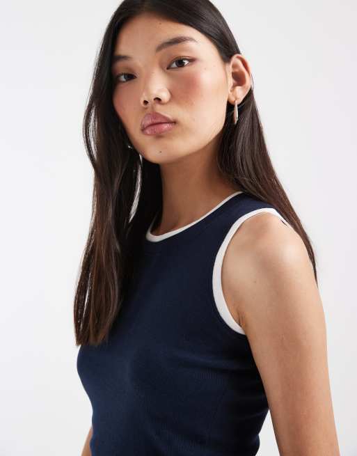 JJXX double layer tank top in navy, 3 of 4