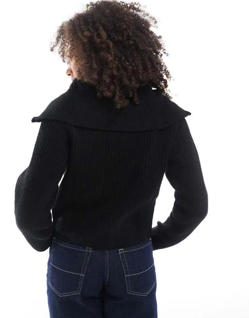 JJXX double zip knitted jumper in black, 3 of 4