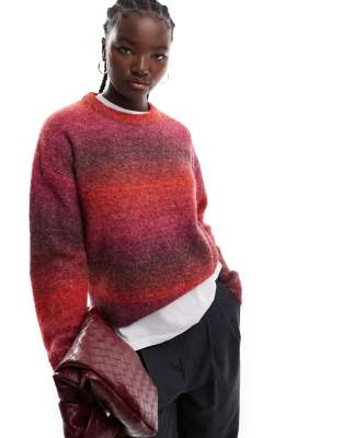 JJXX – Dzianinowy sweter oversize z czerwonym efektem ombre
