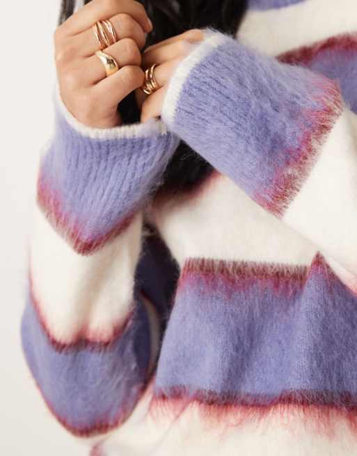 JJXX – Dzianinowy sweter w niebiesko-kremowe paski, 2 z 4