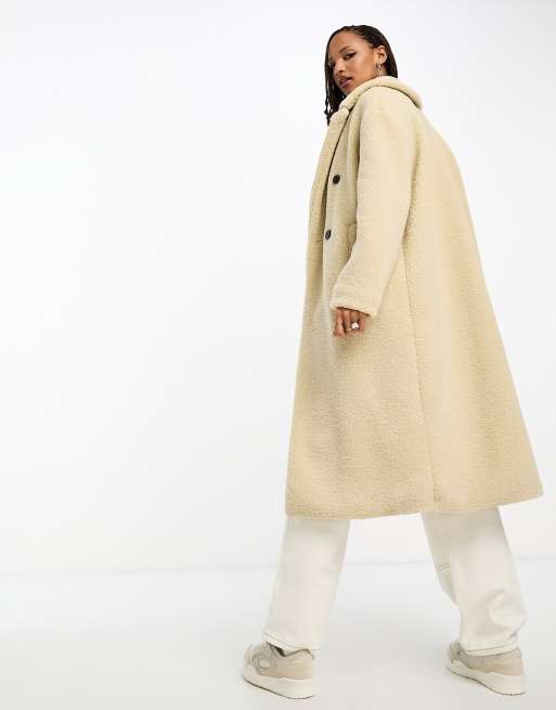 JJXX Emmy longline teddy coat in cream