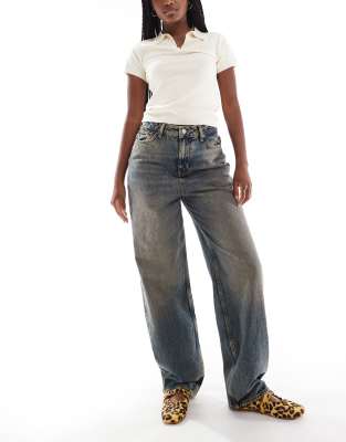 JJXX - Erin - Weite Jeans in blauer Waschung mit mittelhohem Bund