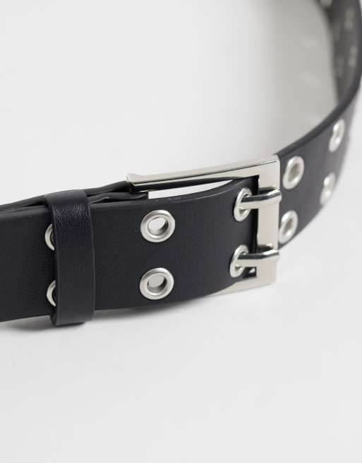 JJXX eyelet PU belt in black, 2 of 3