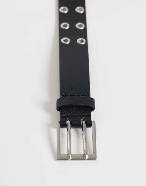 JJXX eyelet PU belt in black, 3 of 3