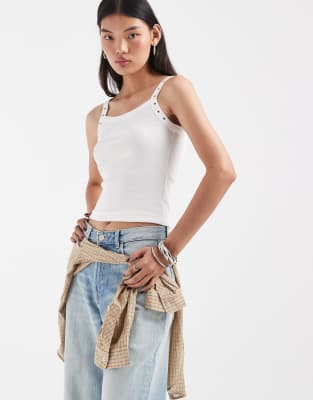 Jjxx Eyelet Studded Tank Top In White