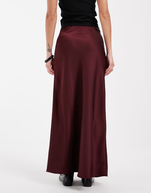JJXX - falda maxi satinada en burdeos oscuro, 2 de 5