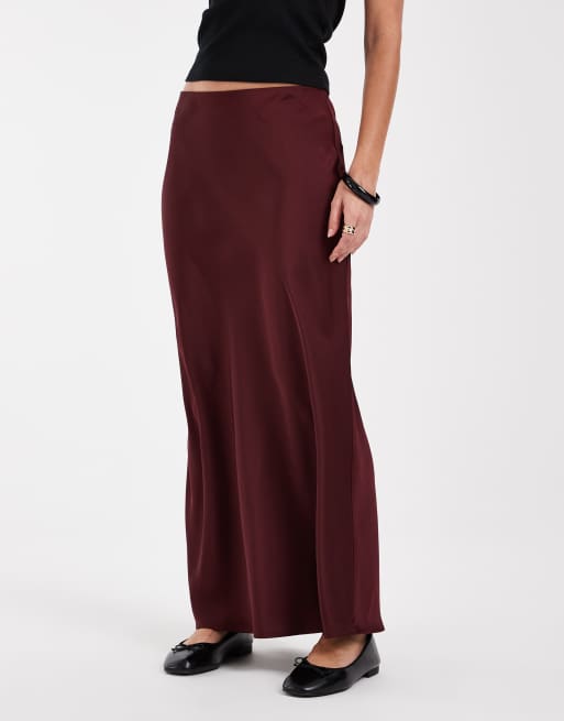 JJXX - falda maxi satinada en burdeos oscuro, 3 de 5
