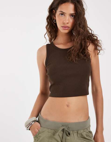JJXX - Fallon - Crop top côtelé - Marron foncé - view 1