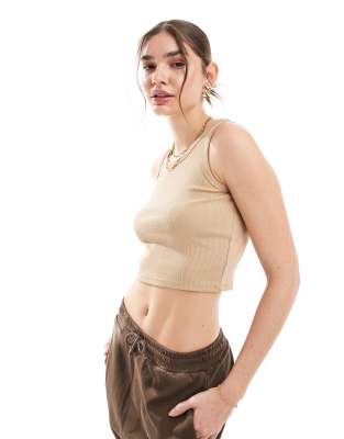 JJXX - Fallon - Débardeur court côtelé - Beige-Neutral