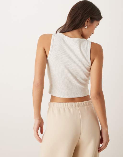 JJXX - Fallon - Lys beige croptop med ribber, 4 af 4