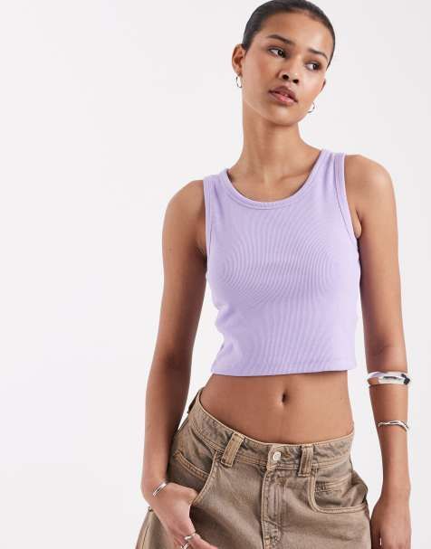 JJXX Fallon ribbed cropped vest in light purple