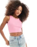 [JJXX] JJXX Fallon ribbed cropped singlet in pink 10-12 Morning glory